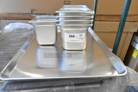 6 BRAND NEW SCRATCH AND DENT! Items Including 5 Stainless Steel Drop In Bins and 1 Full Size Baking Pan. 6 Times Your Bid! 