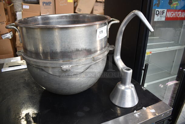 2 Items; Hobart VMLH60 Metal Mixing Bowl and Hobart VMLH40 Metal Dough Hook Attachment. 2 Times Your Bid!