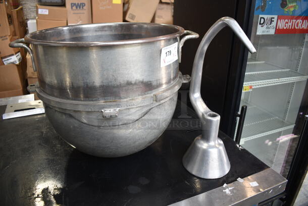 2 Items; Hobart VMLH60 Metal Mixing Bowl and Hobart VMLH40 Metal Dough Hook Attachment. 2 Times Your Bid! - Item #1127213