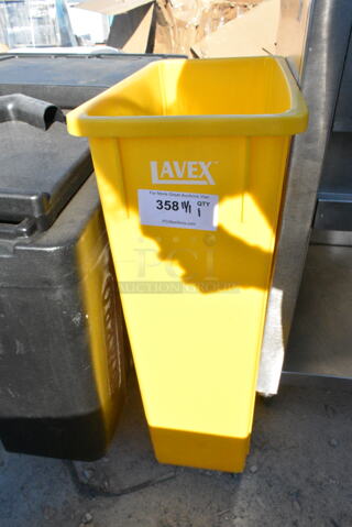 BRAND NEW SCRATCH AND DENT! Lavex Yellow Poly Slim Jim Trash Can.