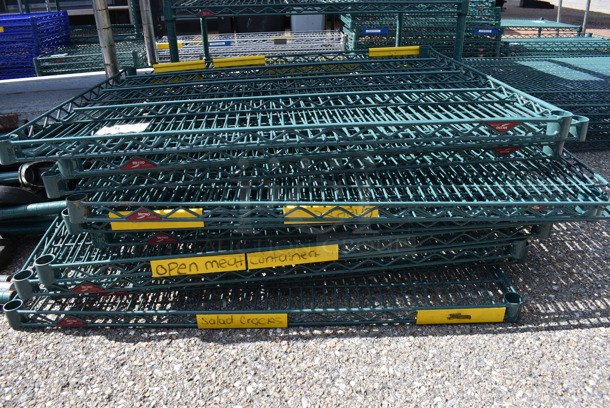 ALL ONE MONEY! Lot of 10 Metro Green Finish Wire Shelves. 36x30x1.5