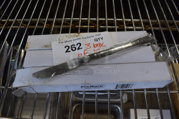 3 BRAND NEW Boxes of 12 ProWare 15957 Windsor MW Dinner Knives. 8". 3 Times Your Bid!