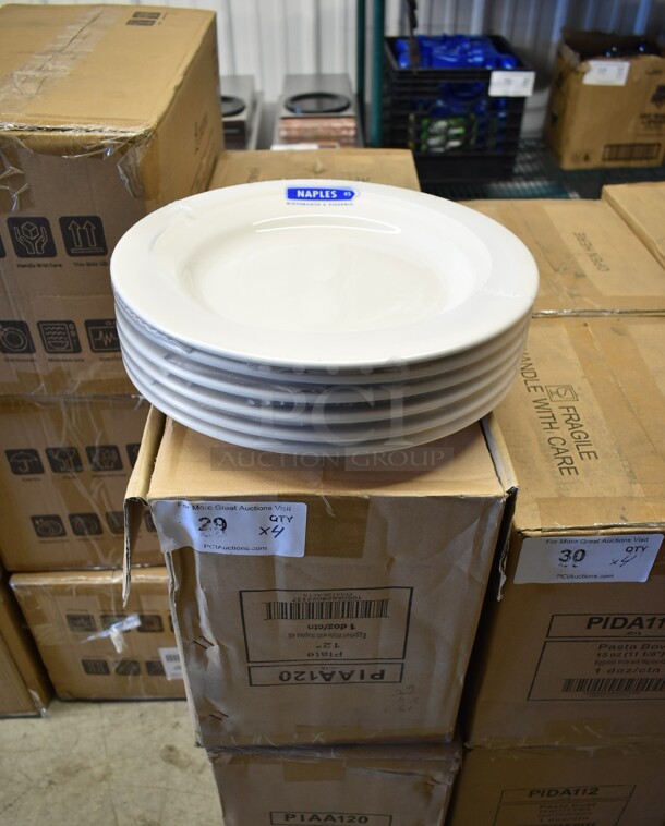 4 Boxes of 12 BRAND NEW! Tuxton PIAA120 12" White Ceramic Plates. 4 Times Your Bid!
