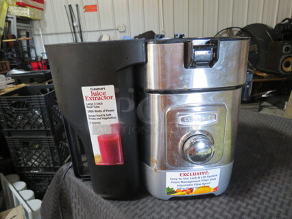 One Cuisinart Juice Extractor. Model# CJE1000. 120 Volt. 1000 Watt. Missing Lid.