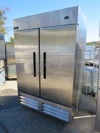 One Artic Air 2 Door Freezer With 4 Racks On Casters. Model# AF49X.  53.5X33X83. $3545.00.