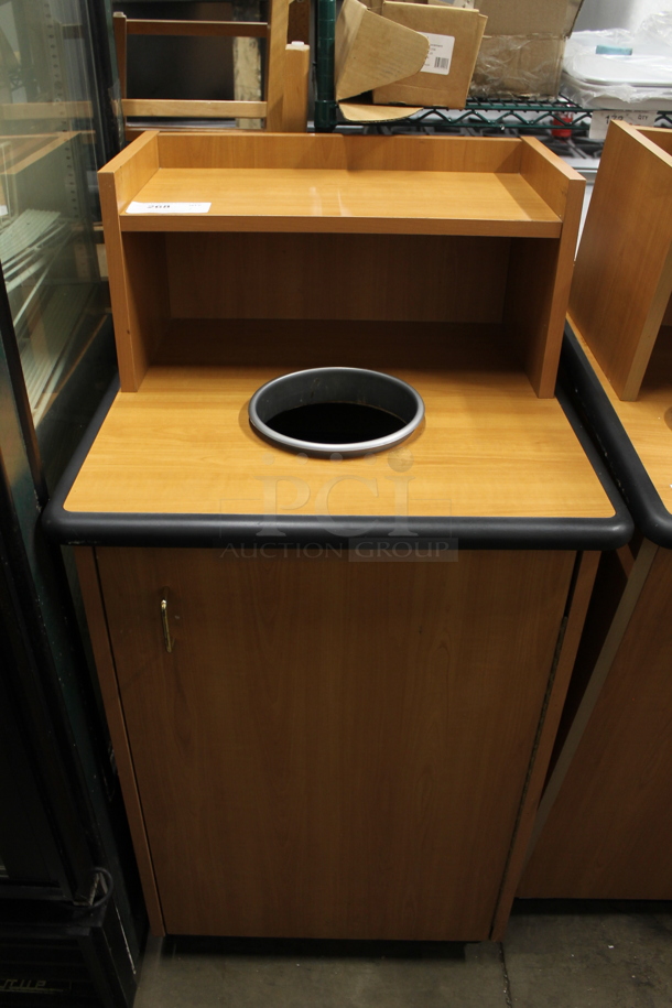 Wood Pattern Trash Can Shell w/ Trash Deposit Hole, Tray Return, Trash Can and Door.