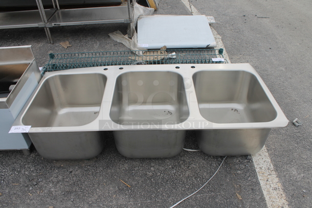 BRAND NEW SCRATCH AND DENT! Stainless Steel 3 Bay Drop In Sink. Bays 16x20