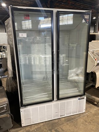 Master Bilt Commercial 2 Door Reach In Refrigerator Merchandiser! With Poly Coated Racks! 115V 1 Phase! Model: BMG-48 SN: 012727!