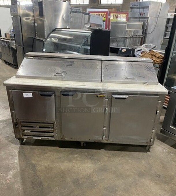 2017 Cool Tech Commercial Refrigerated Sandwich Prep Table! With Commercial Cutting Board! With 3 Door Underneath Storage Space! All Stainless Steel! On Casters! Model: CMPH72BM SN: 33317 120V