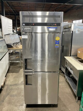 Everest Commercial Reach In Dual Temp Refrigerator/Freezer Combo! All Stainless Steel! With Poly Coated Racks! On Casters! 115V 1 Phase! Model: ESRFH2 SN: BSRFH214040001!