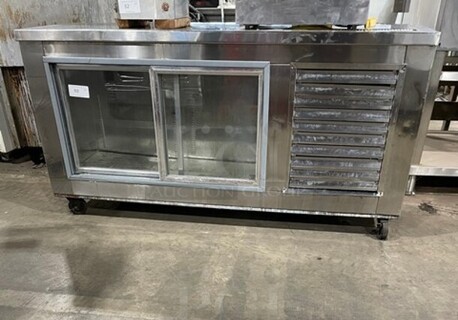 All Stainless Steel Commercial Bar Back Cooler Merchandiser! With 2 Sliding View Through Doors!