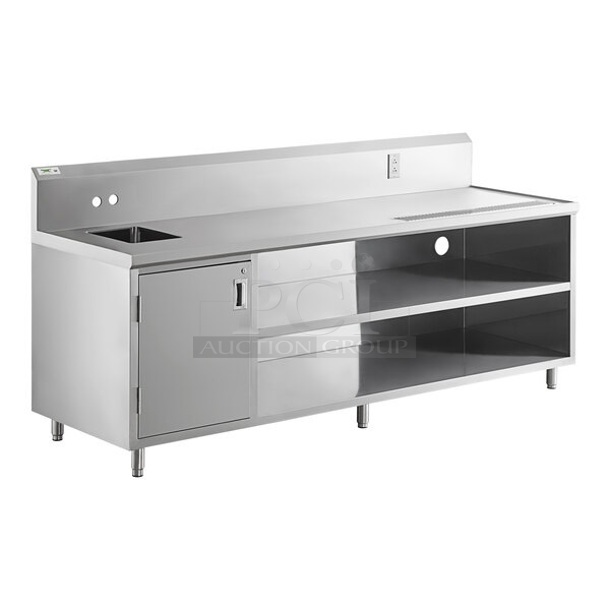 BRAND NEW SCRATCH AND DENT! Regency 600TBV3096L 30" x 96" 16 Gauge Stainless Steel Beverage Table with Left Sink