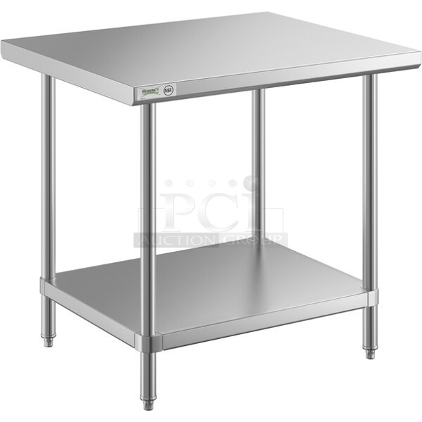 BRAND NEW SCRATCH AND DENT! Regency 600TS3036S 30" x 36" 16-Gauge 304 Stainless Steel Commercial Work Table with Undershelf