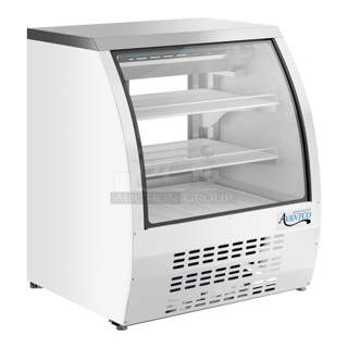 BRAND NEW SCRATCH AND DENT! 2023 Avantco 178DLC36HCW 36" White Curved Glass Refrigerated Deli Case Merchandiser. 115 Volts, 1 Phase. Tested and Working!