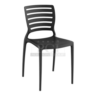 BRAND NEW SCRATCH AND DENT! Lancaster Table & Seating 427SOLSIDEBK Sol Black Stone Resin Side Chair