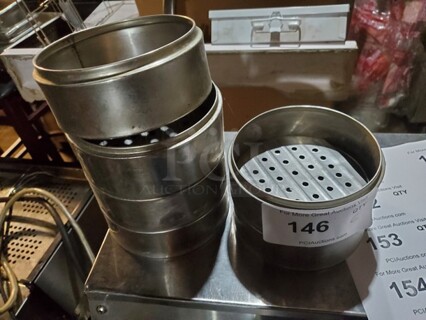 Lots of 6 Stainless Steel Dim Sum Steamers