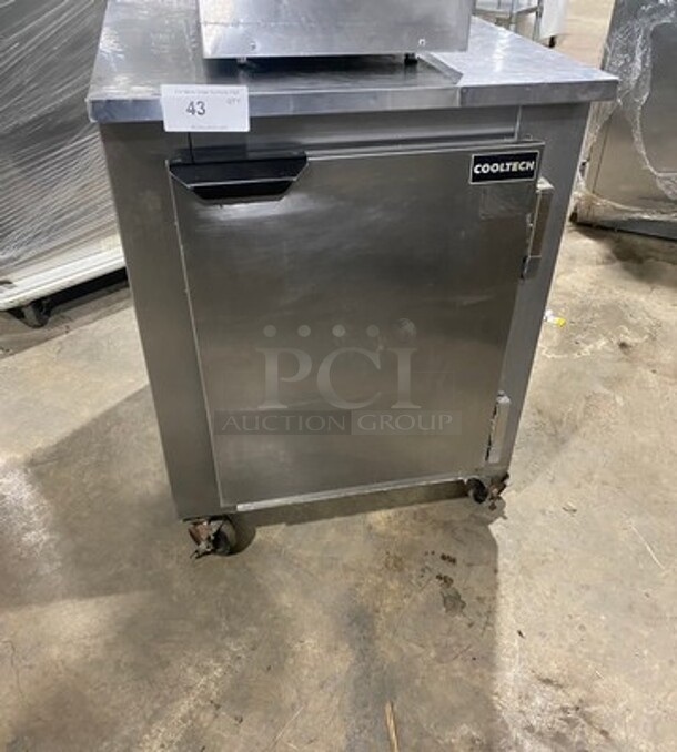 Cool Tech Commercial Single Door Lowboy/ Worktop Cooler! All Stainless Steel! On Casters! Model: CMPH27LBB SN: 116147 120V 60HZ 1 Phase