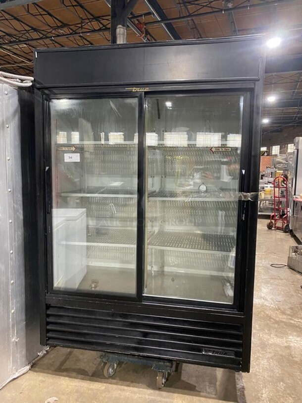 True Reach In Merchandiser w/ 2 Sliding Glass Doors and 6 Racks! model AK9434A SN:588452 115 Volts 1 Phase