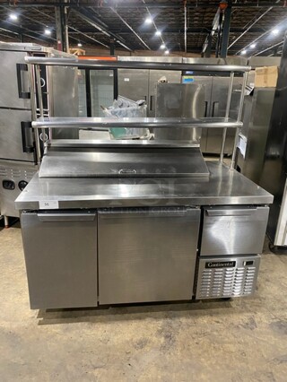 WOW! Continental Commercial Mega Top Sandwich/Salad Prep Table! With 3 Door Refrigerated Base! With 2 Overhead Shelves! All Stainless Steel! On Casters! 115V 1 Phase! Model: CRA60-12 SN: 157A5975!