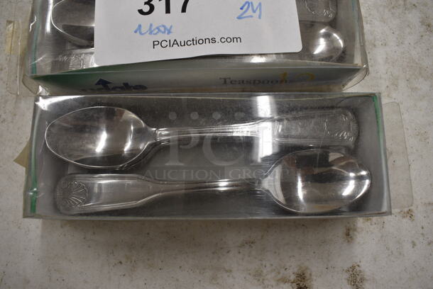 24 BRAND NEW IN BOX! Update Stainless Steel Shelley Teaspoons. 6.5". 24 Times Your Bid!
