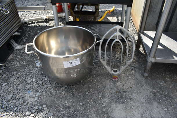 ALL ONE MONEY! Hobart VMLH-40 Stainless Steel 40 Quart Mixing Bowl and 40D 40 Quart Paddle Attachment.