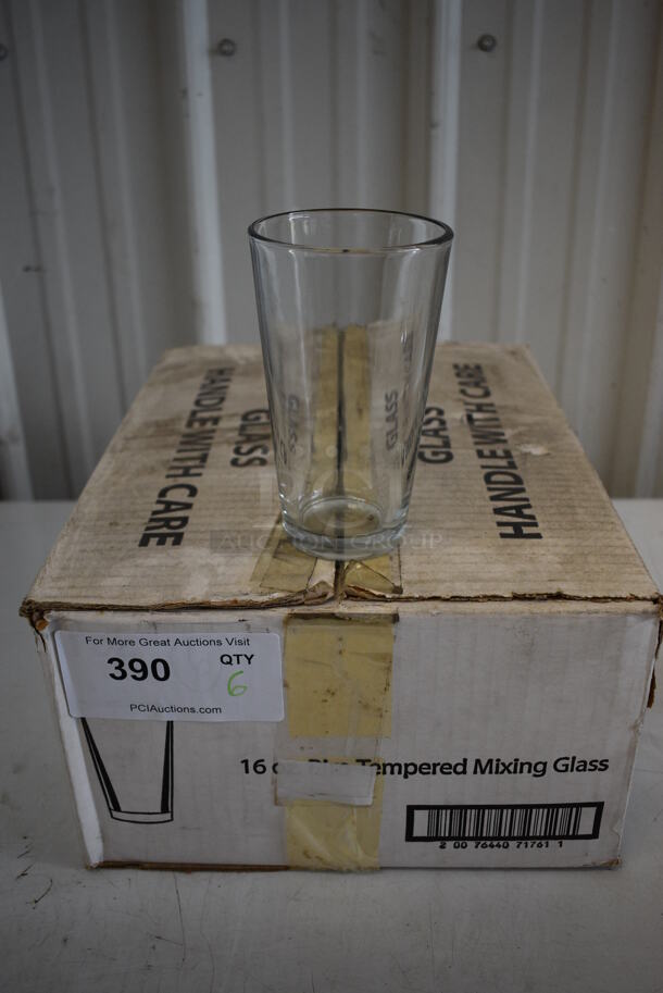 6 BRAND NEW IN BOX! 16 oz Rim Tampered Mixing Beverage Glasses. 3.5x3.5x6. 6 3017SS
