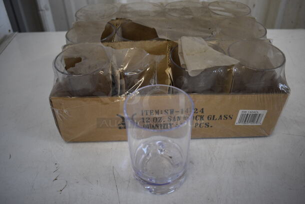 ALL ONE MONEY! Lot of 12 BRAND NEW! SW-1424CL Poly Rocks Glasses. 3x3x5