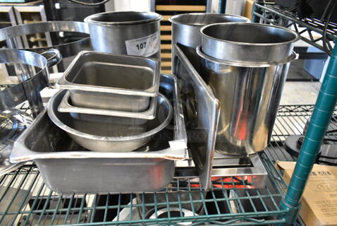 ALL ONE MONEIY! Lot of Various Items Including Stainless Steel Drop In Bins