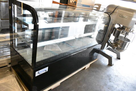 BRAND NEW SCRATCH AND DENT! Avantco 193BC72HCB Curved Glass Black Refrigerated Bakery Display Case. 120 Volts, 1 Phase. 