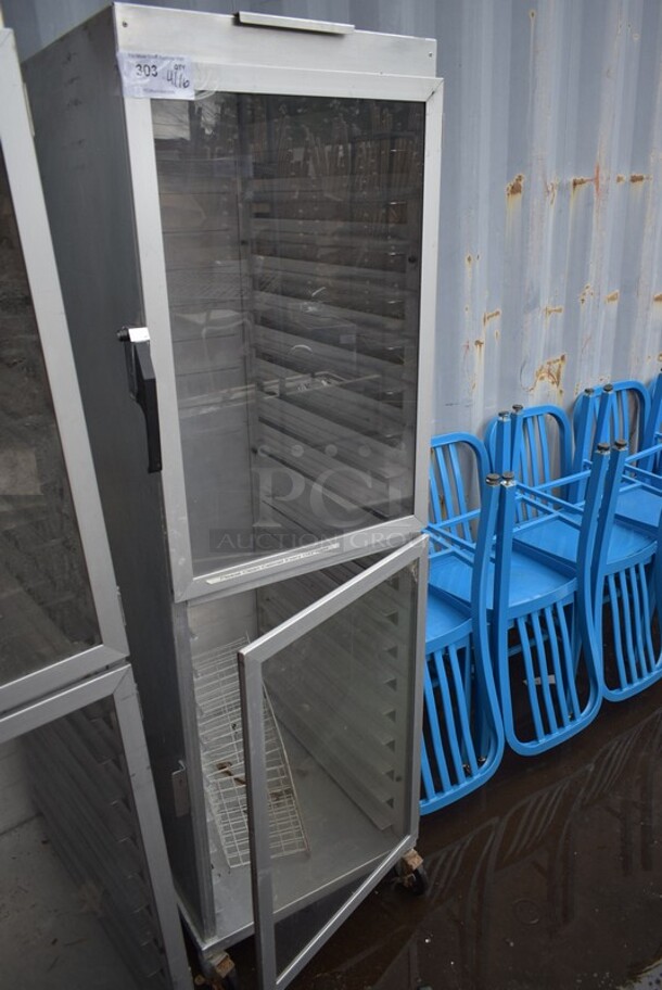 Metal Commercial 2 Half Size Door Enclosed Pan Transport Rack on Commercial Casters. 
