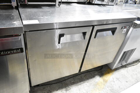 U-Star USUCRF-48 Stainless Steel Commercial 2 Door Undercounter Cooler on Commercial Casters. 115 Volts, 1 Phase. 