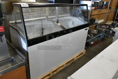 BRAND NEW SCRATCH AND DENT! Master-Bilt DD-66L Metal Commercial 69" Low Glass Ice Cream Dipping Cabinet. 115 Volts, 1 Phase.  