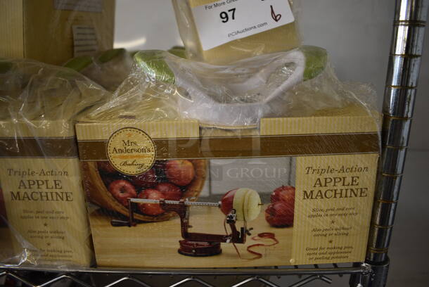 6 BRAND NEW IN BOX! Mrs Anderson's Triple Action Apple Machine w/ Apple Corer. Missing 1 Corer. 6 Times Your Bid!