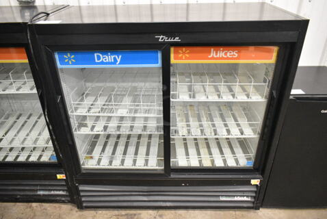 2019 True GDM-41SL-48-HC-LD Metal Commercial 2 Door Reach In Cooler Merchandiser w/ Poly Coated Racks. 115 Volts, 1 Phase.