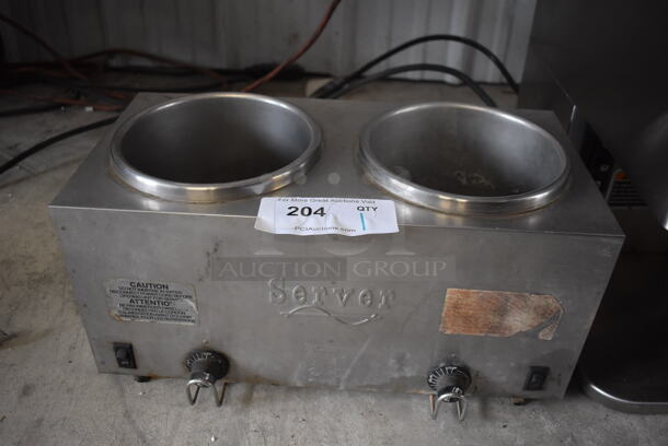 Server TWIN FSP Stainless Steel Commercial Countertop 2 Well Warmer. 120 Volts, 1 Phase. 17x9x8. Tested and Working!