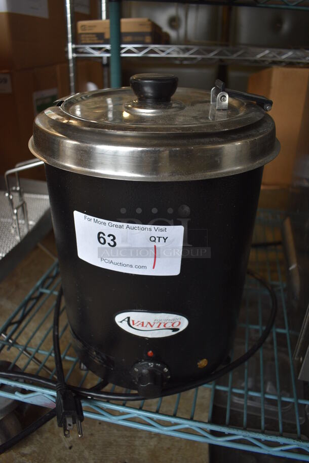 Avantco Model 177W300BK Metal Commercial Countertop Soup Kettle Food Warmer. 110 Volts, 1 Phase. 10x10x13. Tested and Working!
