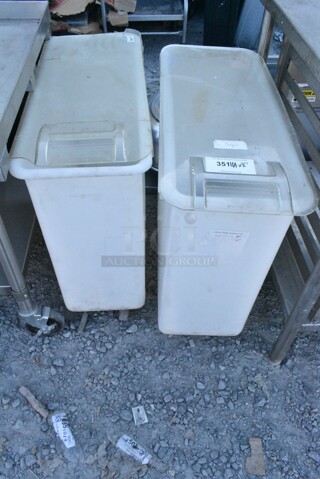 2 White Poly Ingredient Bin on Commercial Casters. 2 Times Your Bid! 