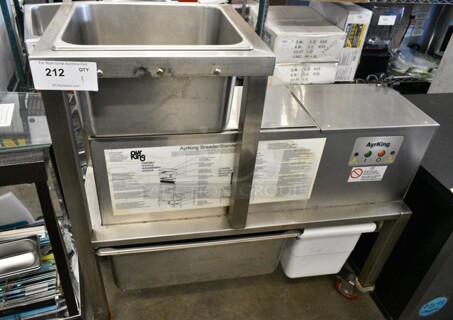 Ayr King BBS-U Stainless Steel Commercial Floor Style Breading Station on Commercial Casters. 115/230 Volts, 1 Phase.