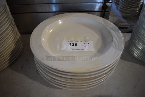 7 White Ceramic Pasta Plates. 12x12x2. 7 Times Your Bid! 