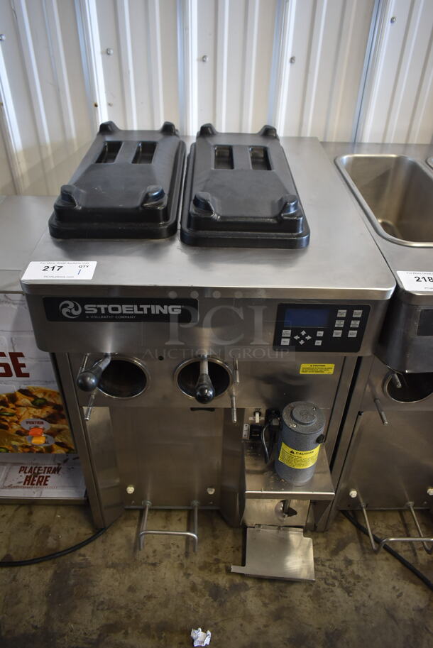 Stoelting Stainless Steel Commercial Countertop Air Cooled 2 Flavor w/ Twist Soft Serve Ice Cream Machine w/ Mixing Head Attachment. 208-240 Volts, 1 Phase.