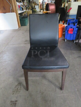 Wooden Chair With Black Cushioned Seat And Back. 2XBID