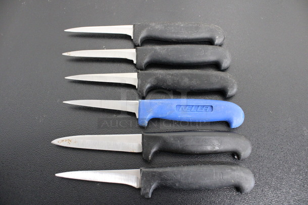 6 Sharpened Stainless Steel Paring Knives. 7", 7.5". 6 Times Your Bid!