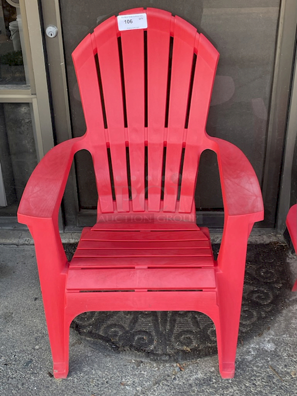 4 PIECE!! Adams RealComfort Adirondack Chair, Cherry Red, Polypropylene Frame 30x34x37-1/2. 4x Your Bid