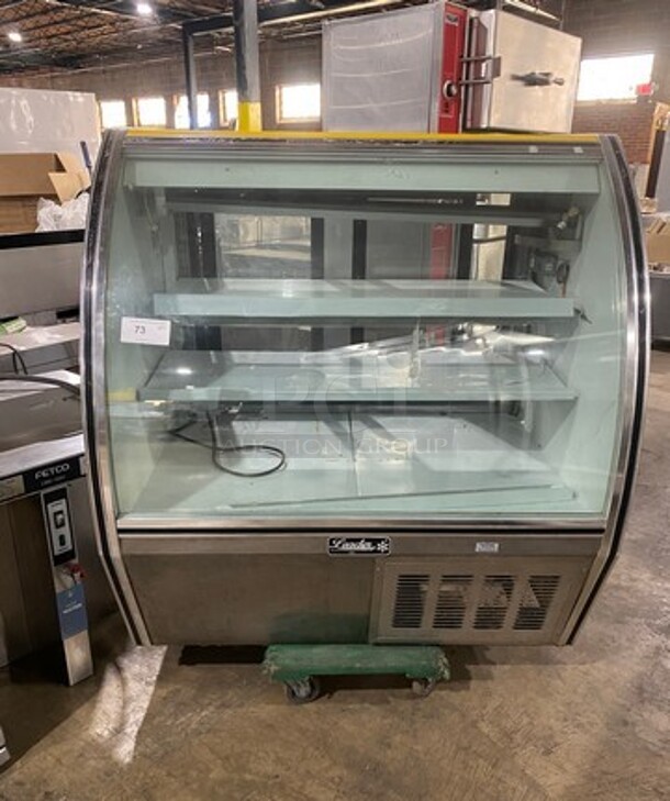 Leader Commercial Refrigerated Bakery Display Case Merchandiser! With Curved Front Glass! With Rear Access Doors! Stainless Steel Body! Model: RHDL48 SN: PT10M1682D 115V 60HZ 1 Phase