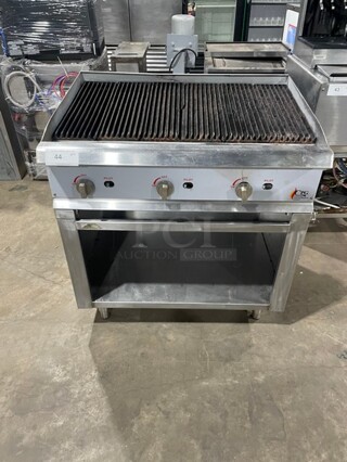 Nice! CPG Commercial Natural Gas Powered Char Broiler! With All Stainless Steel Storage Cabinet Underneath! On legs! 