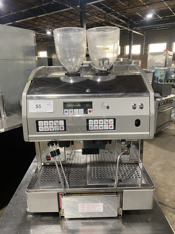 CMA Italy Commercial Countertop Espresso Machine! With Dual Coffee Bean Grinder! All Stainless Steel! Model: AK2AA SN:360152 220/230V - Item #1127579
