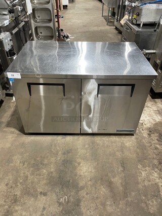 True Commercial 2 Door Refrigerated Lowboy/Worktop! All Stainless Steel! With Poly Coated Racks! 115V 1 Phase! Model: TUC-48-LP-HC SN: 9029640!
