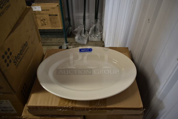 4 Boxes of 6 BRAND NEW! Tuxton PIHA153 White Ceramic 15.5"x11" Oval Platter. 4 Times Your Bid!