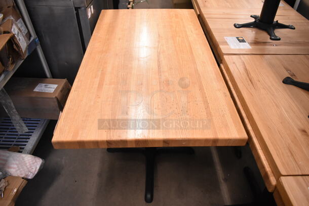 3 Butcher Block Dining Height Table on Black Metal Table Base. 3 Times Your Bid!