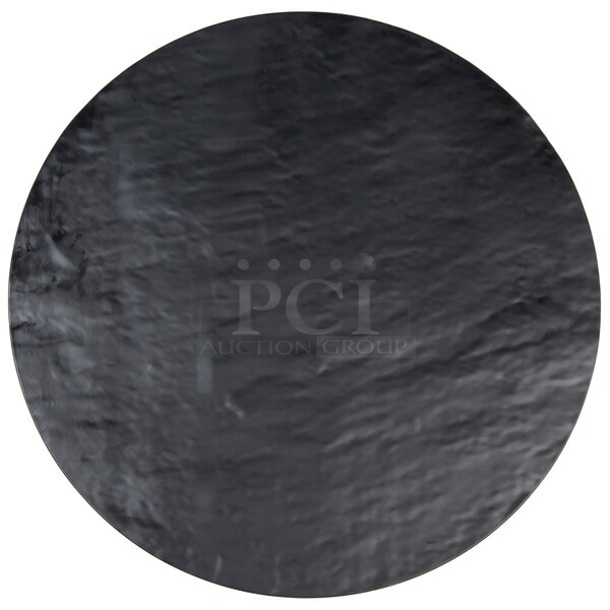 BRAND NEW SCRATCH AND DENT! Tablecraft MG16 Frostone 16" Round Faux Slate Melamine Display Tray